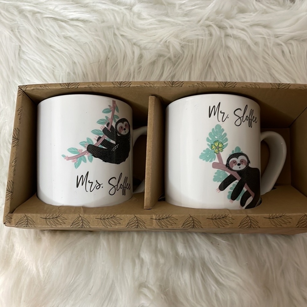 10 strawberry street sloth coffee mugs Mrs.Sloffee & Mr Sloffee